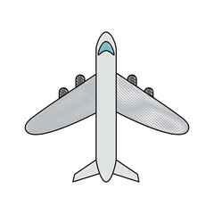 Airplane jet topview icon vector illustration graphic design