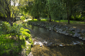 Obraz premium The stream in the Espelette village,France