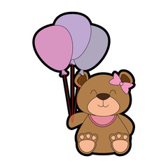 cute bear teddy with balloons air