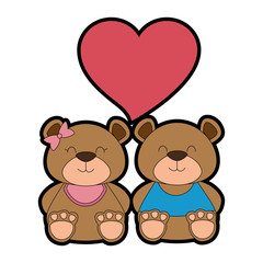 Fototapeta na wymiar cute bears teddy couple