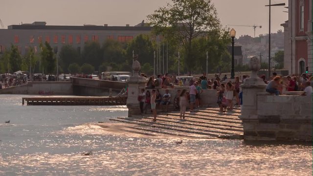 4k Lisbon Portugal Commercial square motion timelaspe hyperlapse UHD city