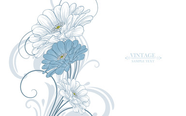 Seamless pattern with hand drawn flowers zinnias. - obrazy, fototapety, plakaty