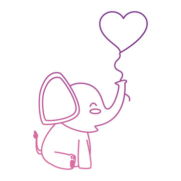 cute little elephant with heart shaped pump
