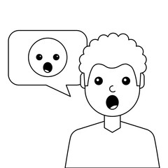 surprised young man with emoticon avatar character vector illustration design