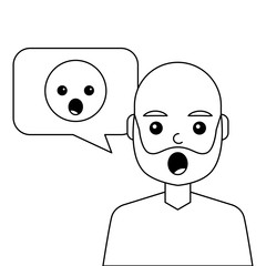 surprised young man with emoticon avatar character vector illustration design