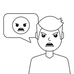 angry young man with emoticon avatar character