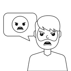 angry young man with emoticon avatar character
