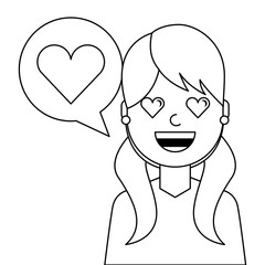 Obraz premium lovely young woman with heart avatar character vector illustration design