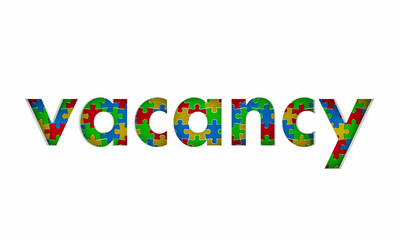 Vacancy Puzzle Pieces Opening Word 3d Illustration
