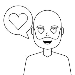 lovely young man with heart avatar character vector illustration design