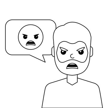 angry young man with emoticon avatar character