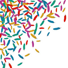 Vector Confetti Background Pattern. Element of design. Colored feathers on a white background