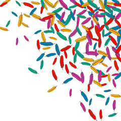 Vector Confetti Background Pattern. Element of design. Colored feathers on a white background