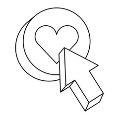 speech bubble with heart and pointer vector illustration design