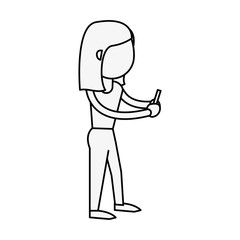 Woman with smartphone icon vector illustration graphic design