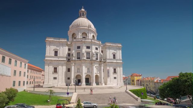 4k Lisbon Portugal Church of Santa Engraciae motion timelaspe National pantheon