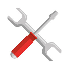 wrench and screwdriver tool isolated icon