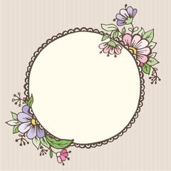 postcards doodle oval with flowers