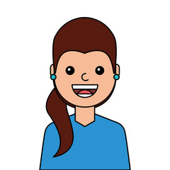 young woman happy avatar character vector illustration design