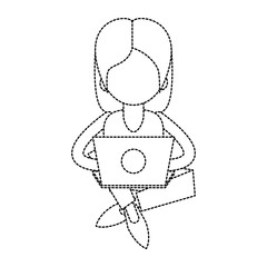 Woman in laptop icon vector illustration graphic design