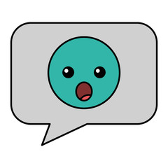 speech bubble with surprised emoji vector illustration design