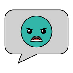 speech bubble with angry emoji vector illustration design