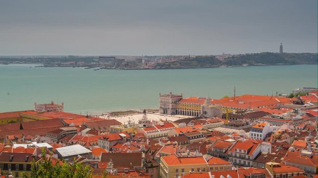 4k Lisbon Portugal Commercial square motion timelaspe hyperlapse UHD city