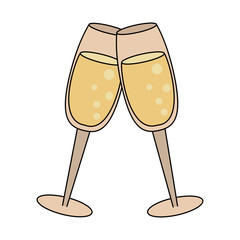 Champagne toasts cups icon vector illustration graphic design