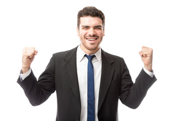 Young businessman looking excited
