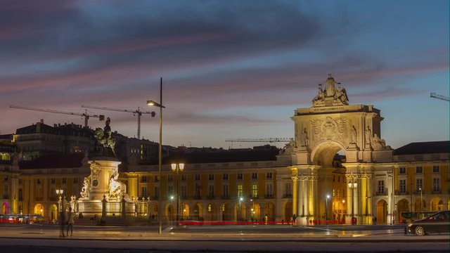 4k Lisbon Portugal Commercial square motion timelaspe hyperlapse UHD city