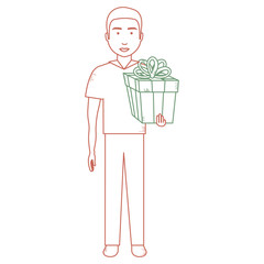 man with giftbox present