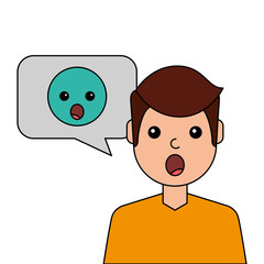 surprised young man with emoticon avatar character vector illustration design