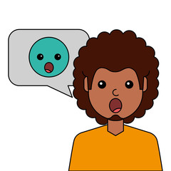 surprised young man with emoticon avatar character vector illustration design