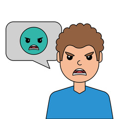 angry young man with emoticon avatar character