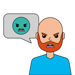 angry young man with emoticon avatar character