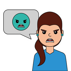 angry young woman with emoticon avatar character