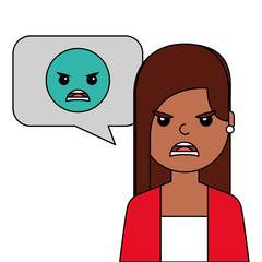 angry young woman with emoticon avatar character