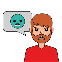 angry young man with emoticon avatar character