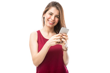 Cute woman using a smartphone
