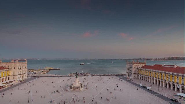 4k Lisbon Portugal Commercial square motion timelaspe hyperlapse UHD city