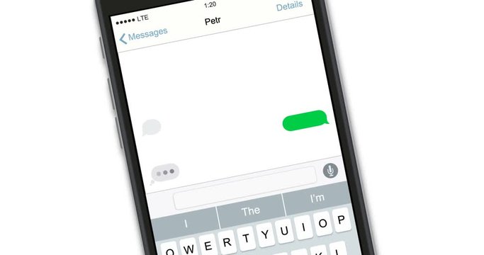 realistic smartphones with text message isolated on white background