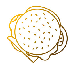 burger fast food delicious top view vector illustration