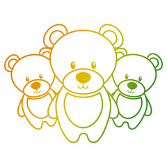 three teddy bears cute animal toy vector illustration