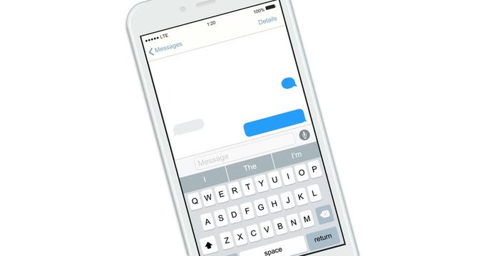 realistic smartphones with text message isolated on white background