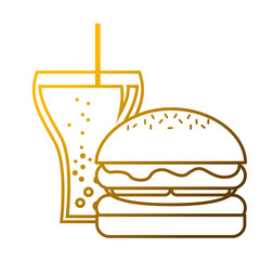 burger and soda glass straw fast food vector illustration
