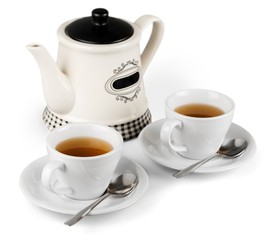 Teapot with Cups of Tea