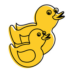 two plastic ducks toy for childs vector illustration