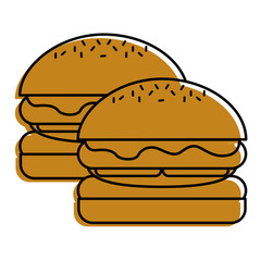 pair burgers fast food unhealthy vector illustration
