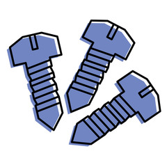three screw tools repair objects vector illustration