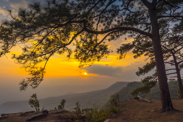 Mountain at Sunset, Phu Kradueng National Park, Loei Province, thailand